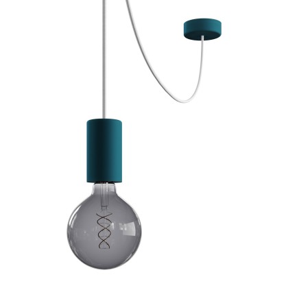 EIVA ELEGANT buiten hanglamp met textielkabel, snoerbevestiging, siliconen plafondkap en E27 fitting IP65 waterproof - petrol