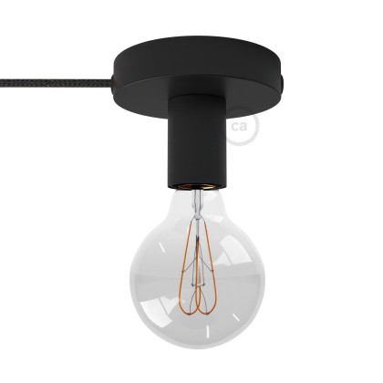 Spostaluce, source de lumière en métal avec câble textil et trous latéraux - Noir