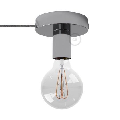 Spostaluce, source de lumière en métal avec câble textil et trous latéraux - Chromé