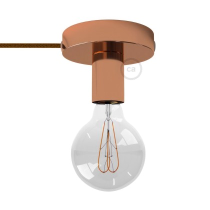 Spostaluce, source de lumière en métal avec câble textil et trous latéraux - Cuivre