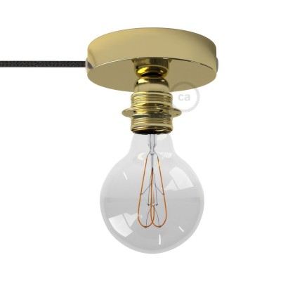 Spostaluce, het metalen lichtpunt compleet met E27 schroefdraadfitting, textielkabel en zijgaten - messing