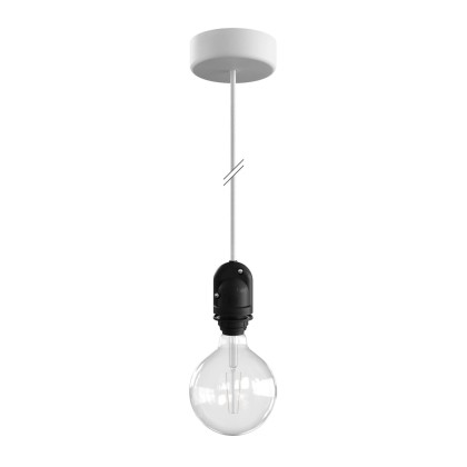 EIVA Buitenlamp met 1,5m textiel kabel, roos en waterdichte IP65 fitting - wit