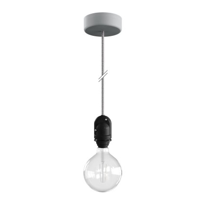EIVA Buitenlamp met 1,5m textiel kabel, roos en waterdichte IP65 fitting - gltsjer grijs