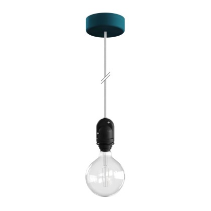 EIVA Buitenlamp met 1,5m textiel kabel, roos en waterdichte IP65 fitting - petrol