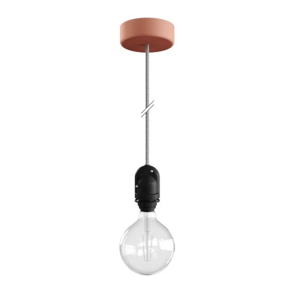 EIVA Suspension d'extérieur pour abat-jour avec 1,5m câble textile, rosace et douille étanche IP65 - Saumon
