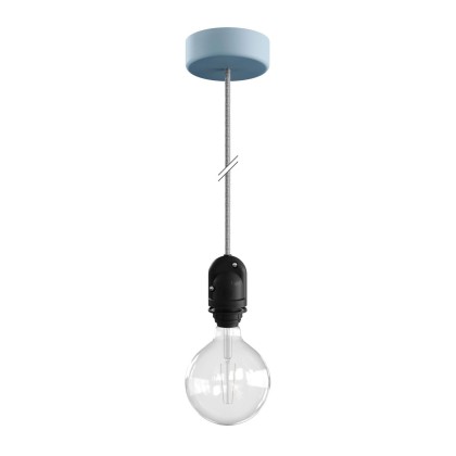 EIVA Buitenlamp met 1,5m textiel kabel, roos en waterdichte IP65 fitting - zachtblauw