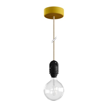 EIVA Buitenlamp met 1,5m textiel kabel, roos en waterdichte IP65 fitting - mosterdgeel