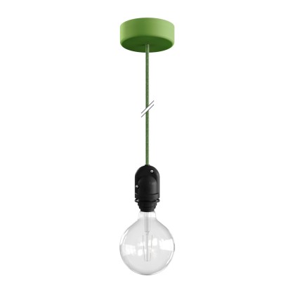 EIVA Buitenlamp met 1,5m textiel kabel, roos en waterdichte IP65 fitting - zachtgroen