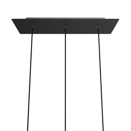 XXL rechthoekige 3-gats Rose-One plafondkap-kit, afmetingen 675 x 225 mm - mat zwart Dibond