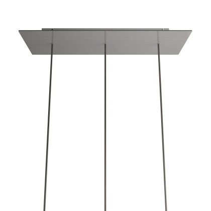 XXL rechthoekige 3-gats Rose-One plafondkap-kit, afmetingen 675 x 225 mm - satijn staal Dibon