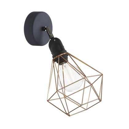 Fermaluce EIVA avec abat-jour Diamond, articulation orientable et douille IP65 waterproof - Cuivre
