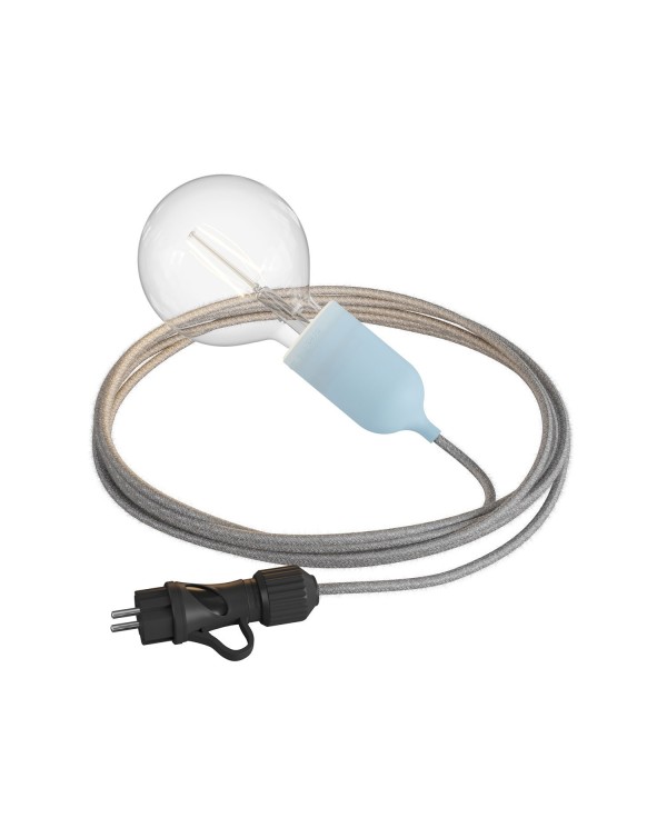 Snake Eiva Pastel, lampe d'extérieur portative, 5 m de câble textile, douille étanche IP65 et fiche