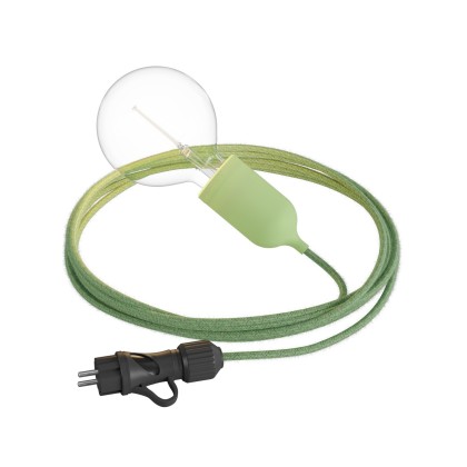 Snake Eiva Pastel, lampe d'extérieur portative, 5 m de câble textile, douille étanche IP65 et fiche - Vert Prairie