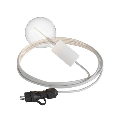Snake Eiva Elegant, lampe d'extérieur portative, 5 m de câble textile, douille étanche IP65 et fiche - Blanc