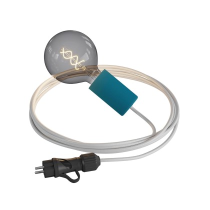 Snake Eiva Elegant, lampe d'extérieur portative, 5 m de câble textile, douille étanche IP65 et fiche - Pétrole