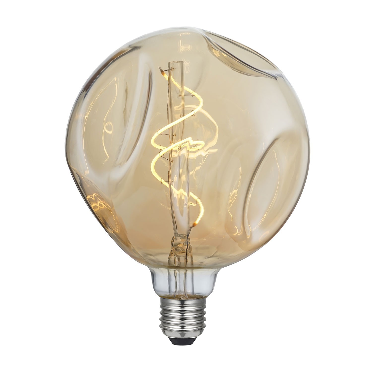 Bol G140 LED lichtbron Bumped Goud Spiraal filament 5W E27 Dimbaar 1800K