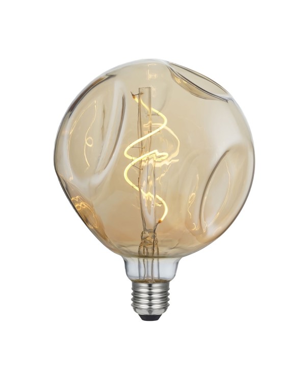 Bol G140 LED lichtbron Bumped Goud Spiraal filament 5W E27 Dimbaar 1800K