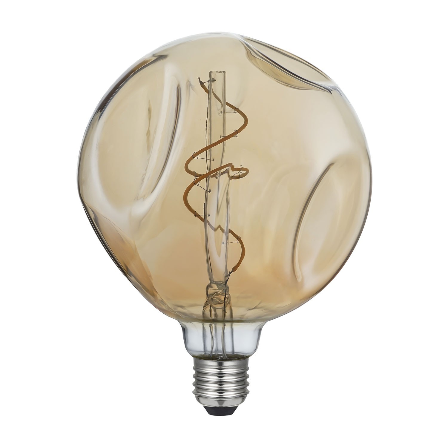 Bol G140 LED lichtbron Bumped Goud Spiraal filament 5W E27 Dimbaar 1800K