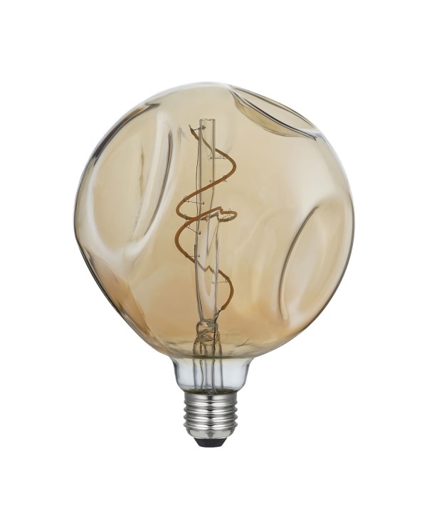 Bol G140 LED lichtbron Bumped Goud Spiraal filament 5W E27 Dimbaar 1800K