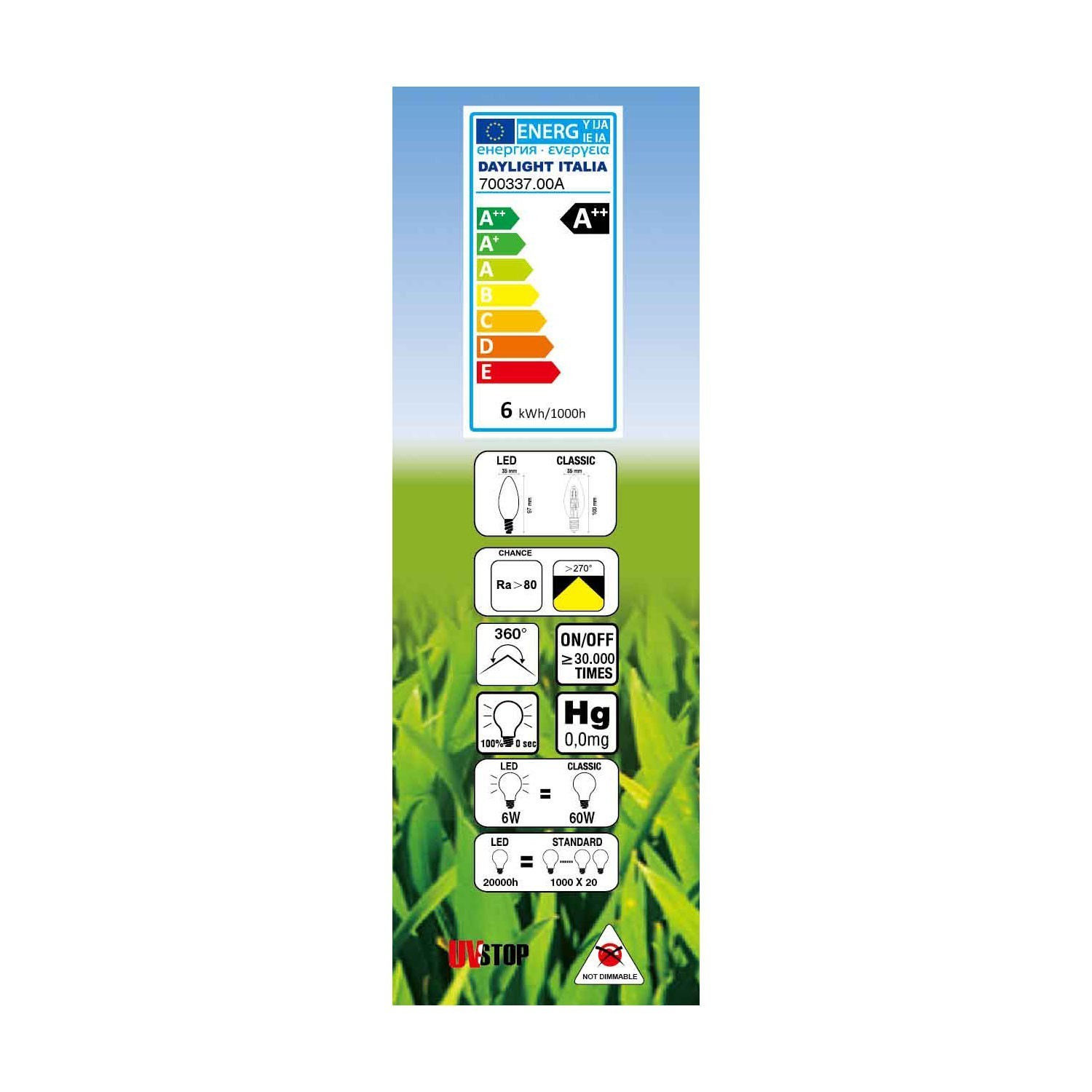 LED lichtbron met filament Oliva Clear 6W E14 2700K