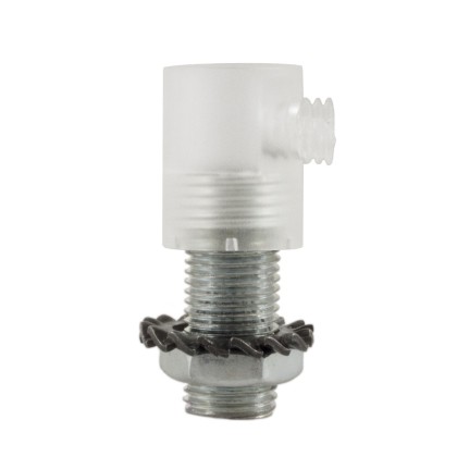 Serre-câble cylindrique en plastique avec tige, écrou et rondelle - Transparent