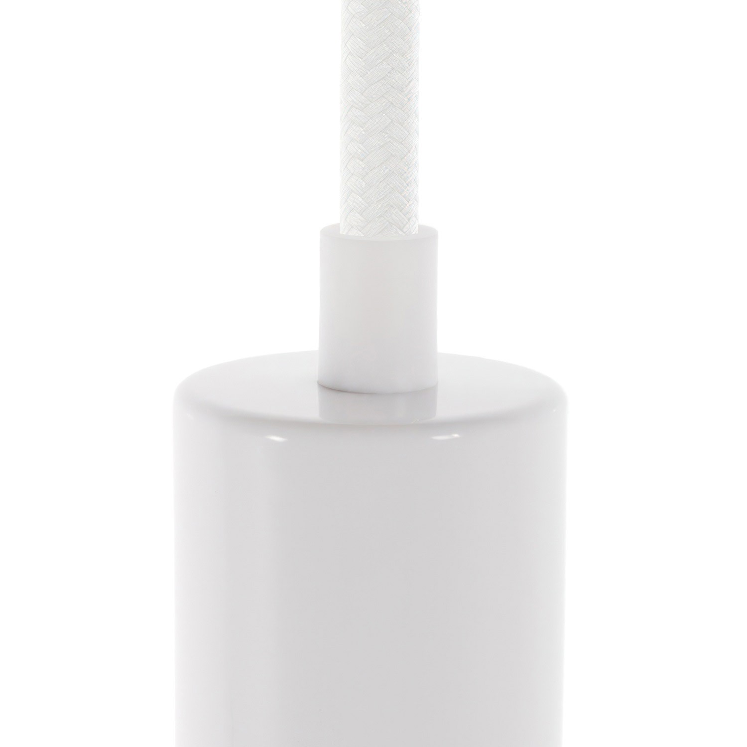 Cilindrische plastic kabelklem compleet met pendelbuis, moer en ring