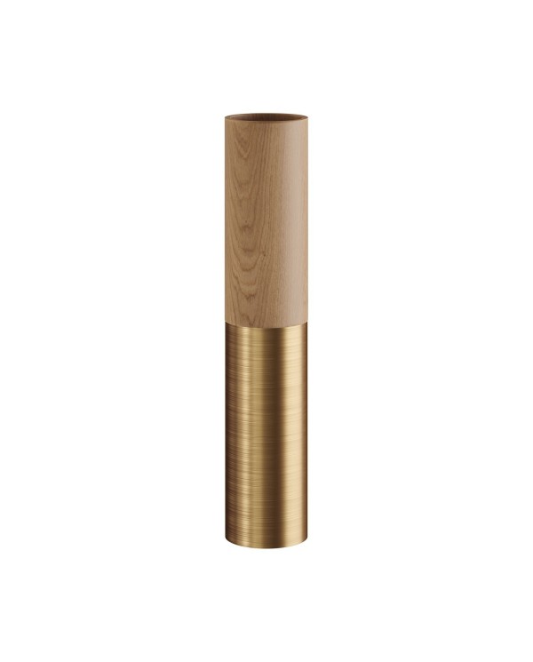 Tub-E14, hout en metalen buis voor spot met E14 fitting