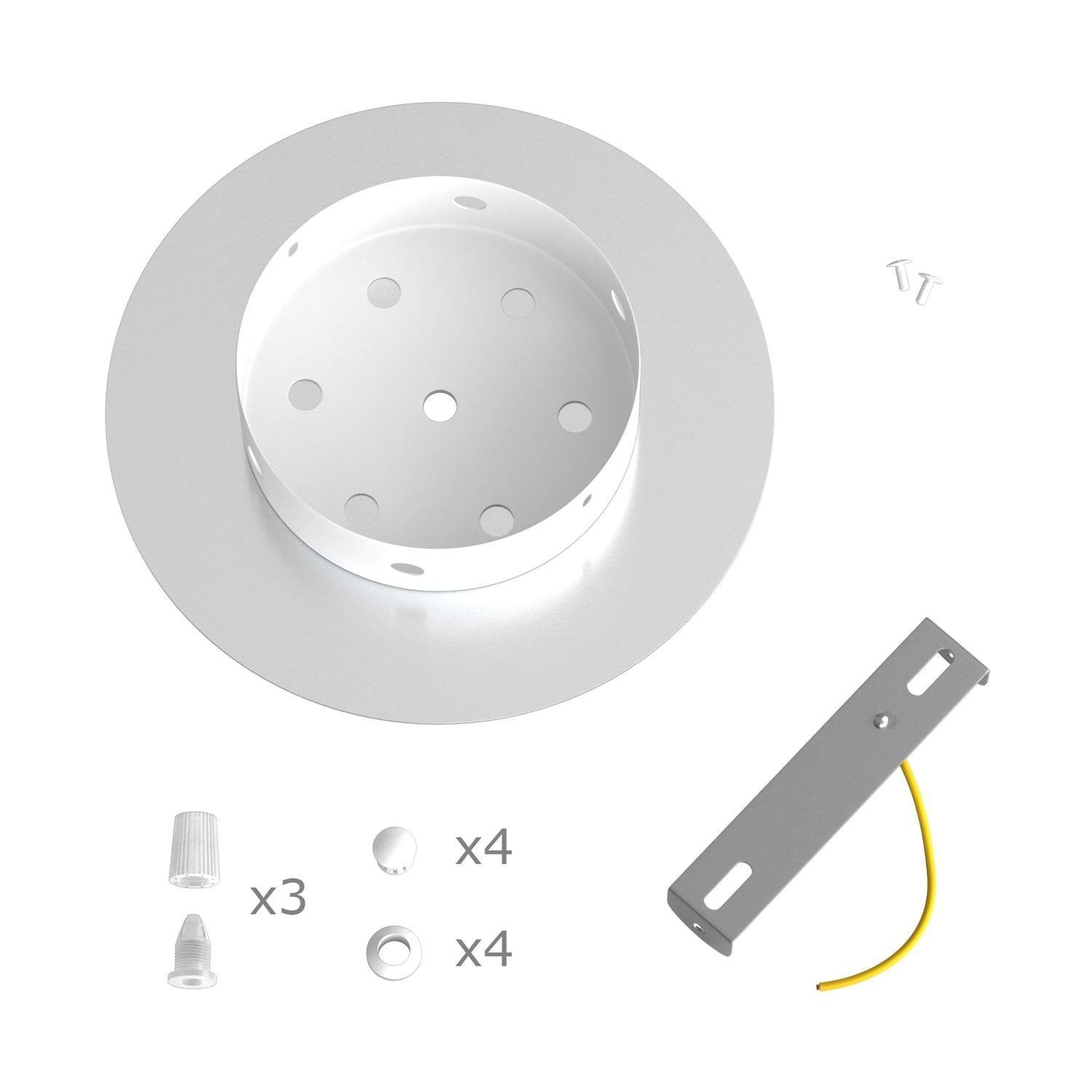 Rose-One compleet rond plafondkap-kit 200 mm. met 3 gaten en 4 zijgaten - PROMO