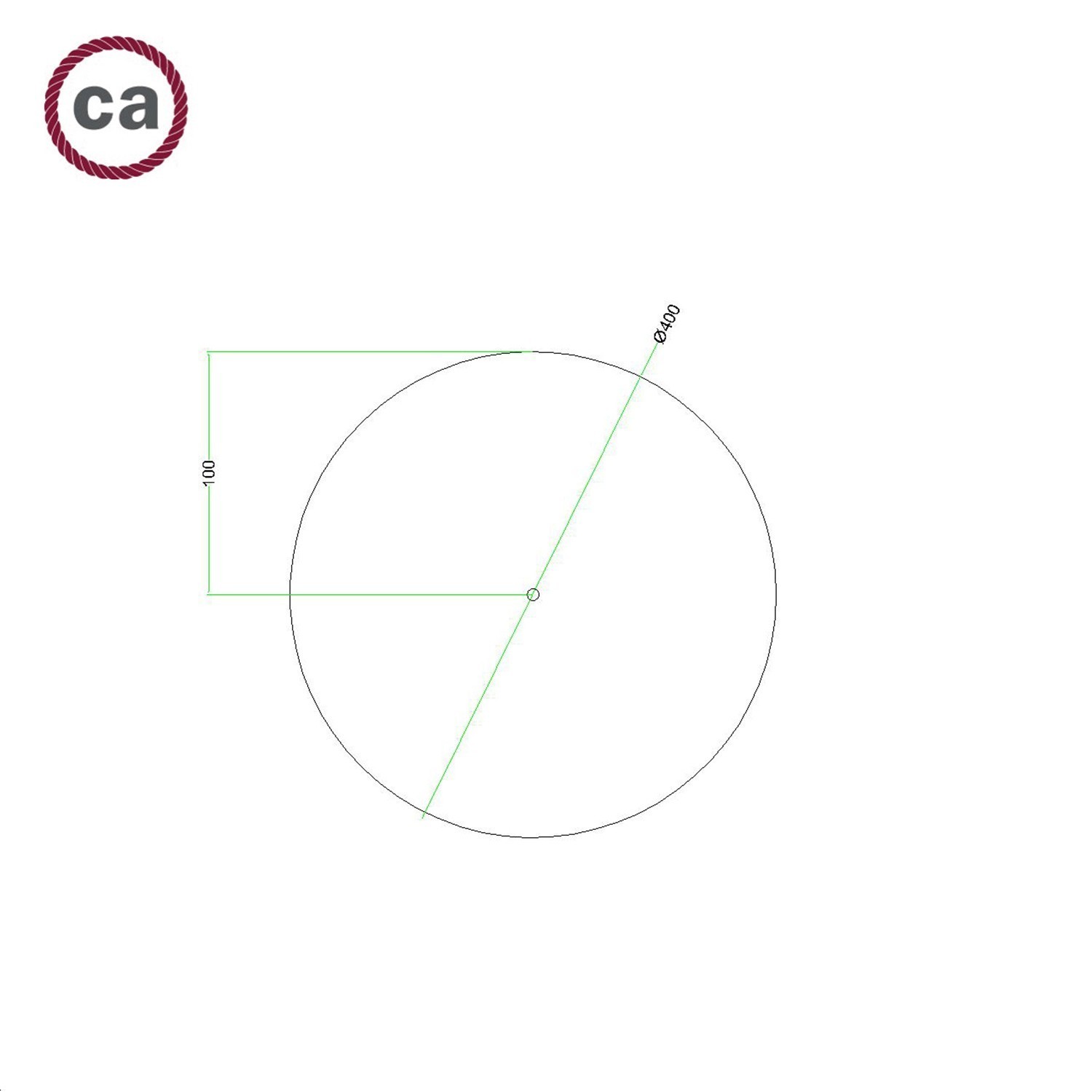 Rose-One compleet rond plafondkap-kit 400 mm. met 1 gat en 4 zijgaten - PROMO