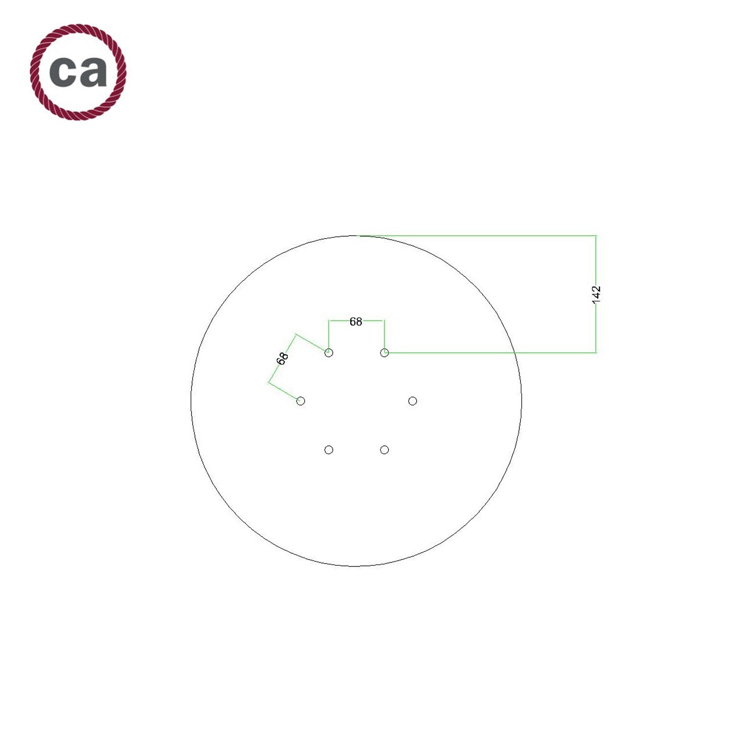 Rose-One compleet rond plafondkap-kit 400 mm. met 6 gaten en 4 zijgaten - PROMO