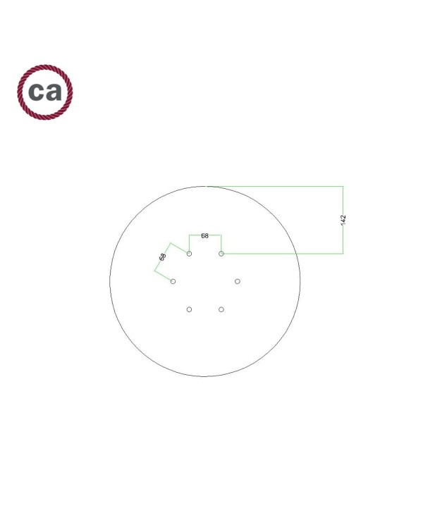 Rose-One compleet rond plafondkap-kit 400 mm. met 6 gaten en 4 zijgaten - PROMO
