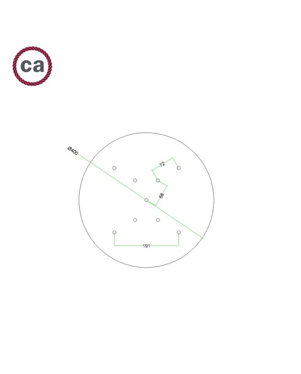 Rosace XXL Rose-One rond de 400 mm de diamètre avec 9 trous en croix et 4 trous latéraux - PROMO
