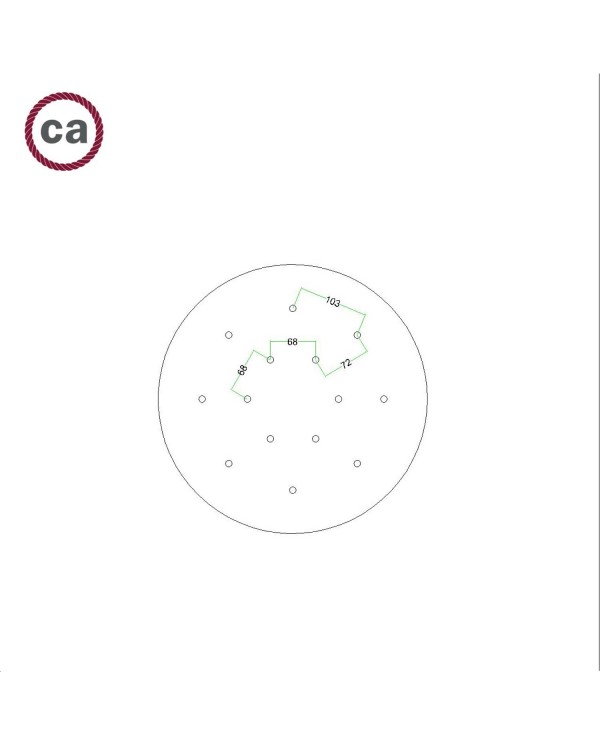 Rose-One compleet rond plafondkap-kit 400 mm. met 14 gaten en 4 zijgaten - PROMO