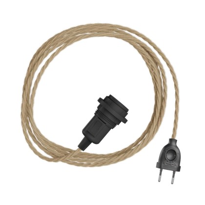 Snake Twisted poiur abat-jour -Lampe plug-in avec câble textile tressé - TN06