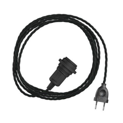 Snake Twisted Plug-in lamp met gedraaide textielkabel incl. lamphouder voor lampenkap - TC04