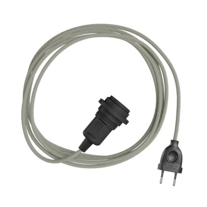 Snake Zig-Zag Plug-in lamp met Zig-Zag effect textielsnoer incl. lamphouder voor lampenkap - - RD74