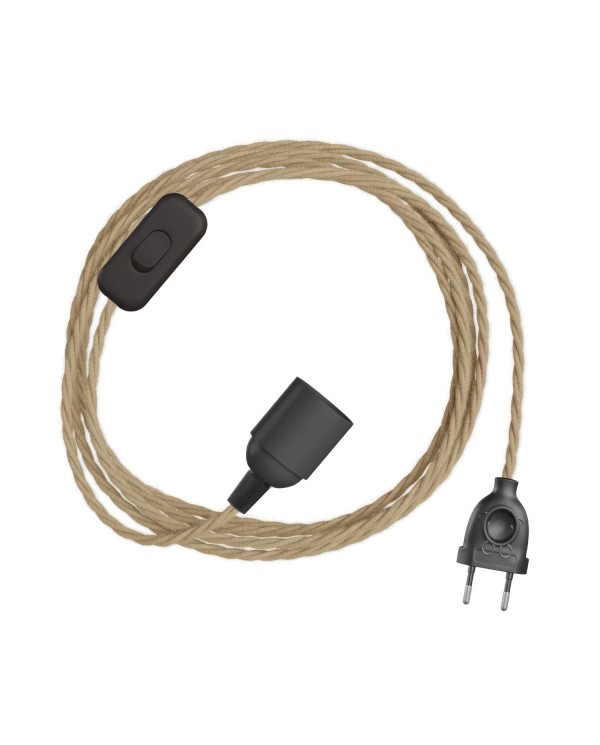 SnakeBis Twisted - Verlichtingssnoer met lamphouder en gedraaide textiel kabel