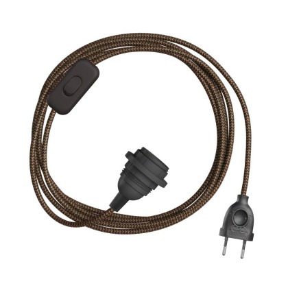 SnakeBis Zig-Zag Verlichtingssnoer met lamphouder en Zig-Zag effect textiel kabel voor lampenkap - RZ24
