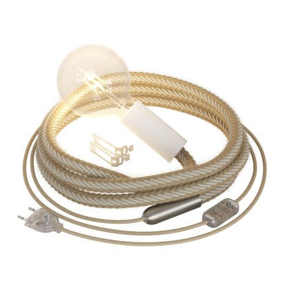 SnakeBis Cordon - Lampe plug-in avec cordon tressé en jute - Blanc