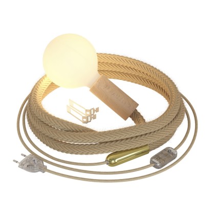 SnakeBis Cordon - Lampe plug-in avec cordon tressé en jute - Neutre