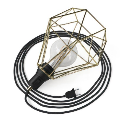 Table Snake - Lampe plug-in avec douille et cage Diamond - Laiton