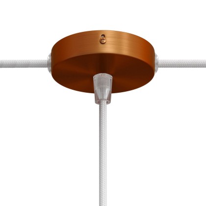Kit Mini rosace cylindrique en métal avec 1 trou central et 2 trous latéraux - Cuivre satiné