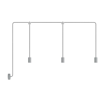 E-Snake EIVA Lampe d'extérieur IP65 avec 3 lumières et rosace - Gris Glacier