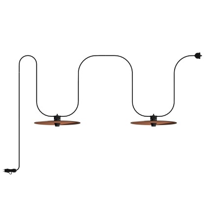 Guirlande lumineuse EIVA d'extérieur IP65 portative avec 2 douilles - Cuivre satiné - Bronze satiné
