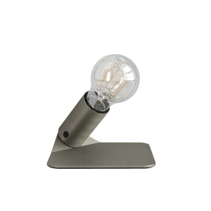 SI! 5V tafellamp met A60 lichtbron en metalen voet - geborsteld titanium