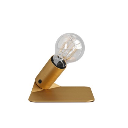 SI! 5V tafellamp met A60 lichtbron en metalen voet - geborsteld brons
