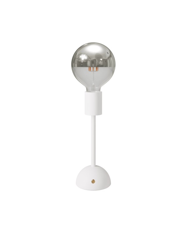 Lampe portative et rechargeable Cabless02 avec ampoule globo demi-sphère argentée