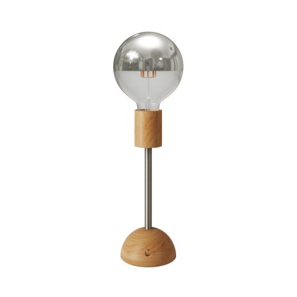 Lampe portative et rechargeable Cabless02 avec ampoule globo demi-sphère argentée - Neutre
