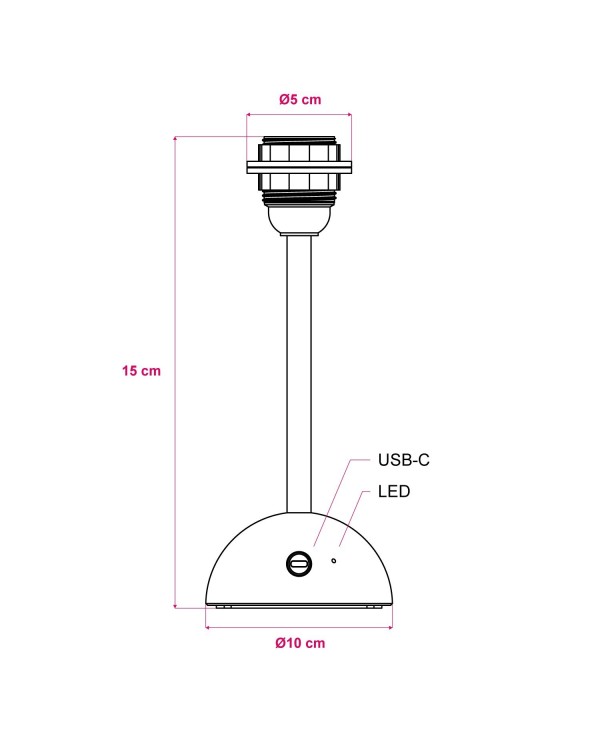 Base pour lampe portative et rechargeable Cabless12 avec arrangement pour abat-jour