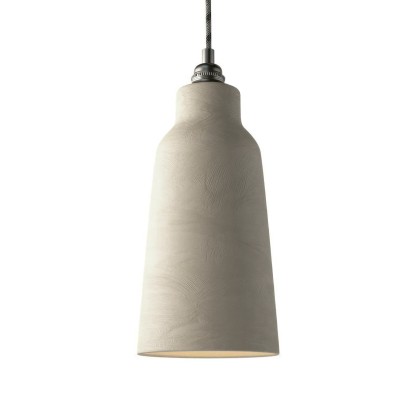 Abat-jour Bouteille Materia en céramique - Made in Italy - Gris tourterelle à rayures- Blanc